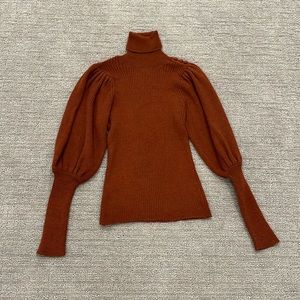 Ulla Johnson orange balloon sleeve turtleneck